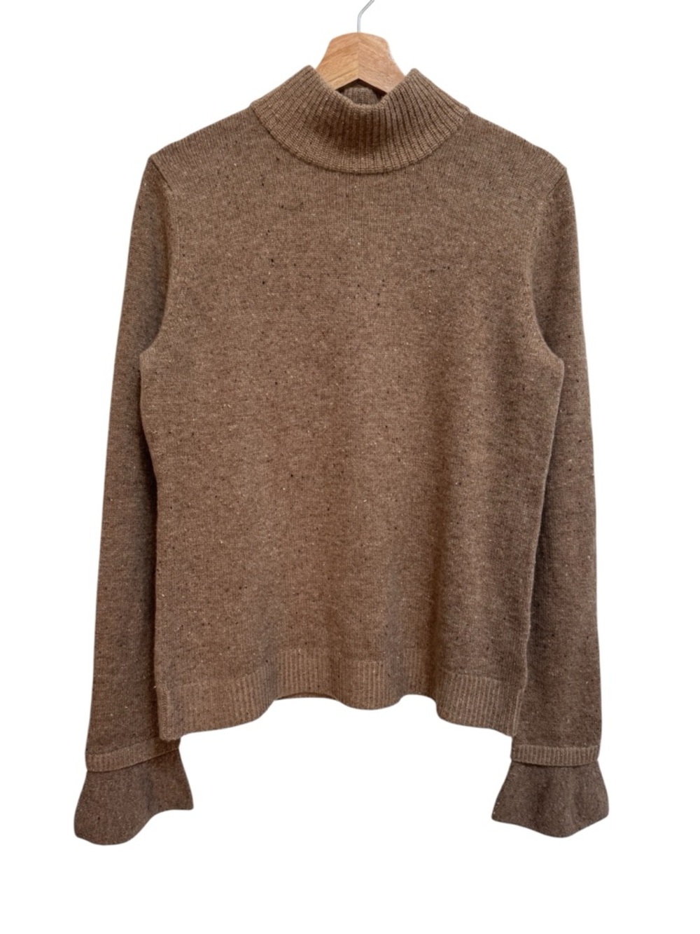 Christopher Fischer 100% Cashmere Speckle Bell Cuff Mock Neck Sweater Women M